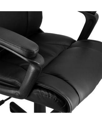 Mid Back Adjustable Faux Leather Office Chair in Black