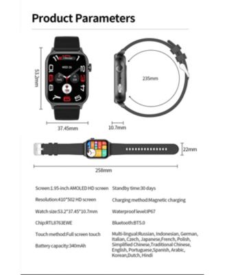 1.95" AMOLED Smart Watch for Women Men With Bluetooth Calling, Health Monitoring,Sport Modes, Intelligent Reminder IP67 -Silver