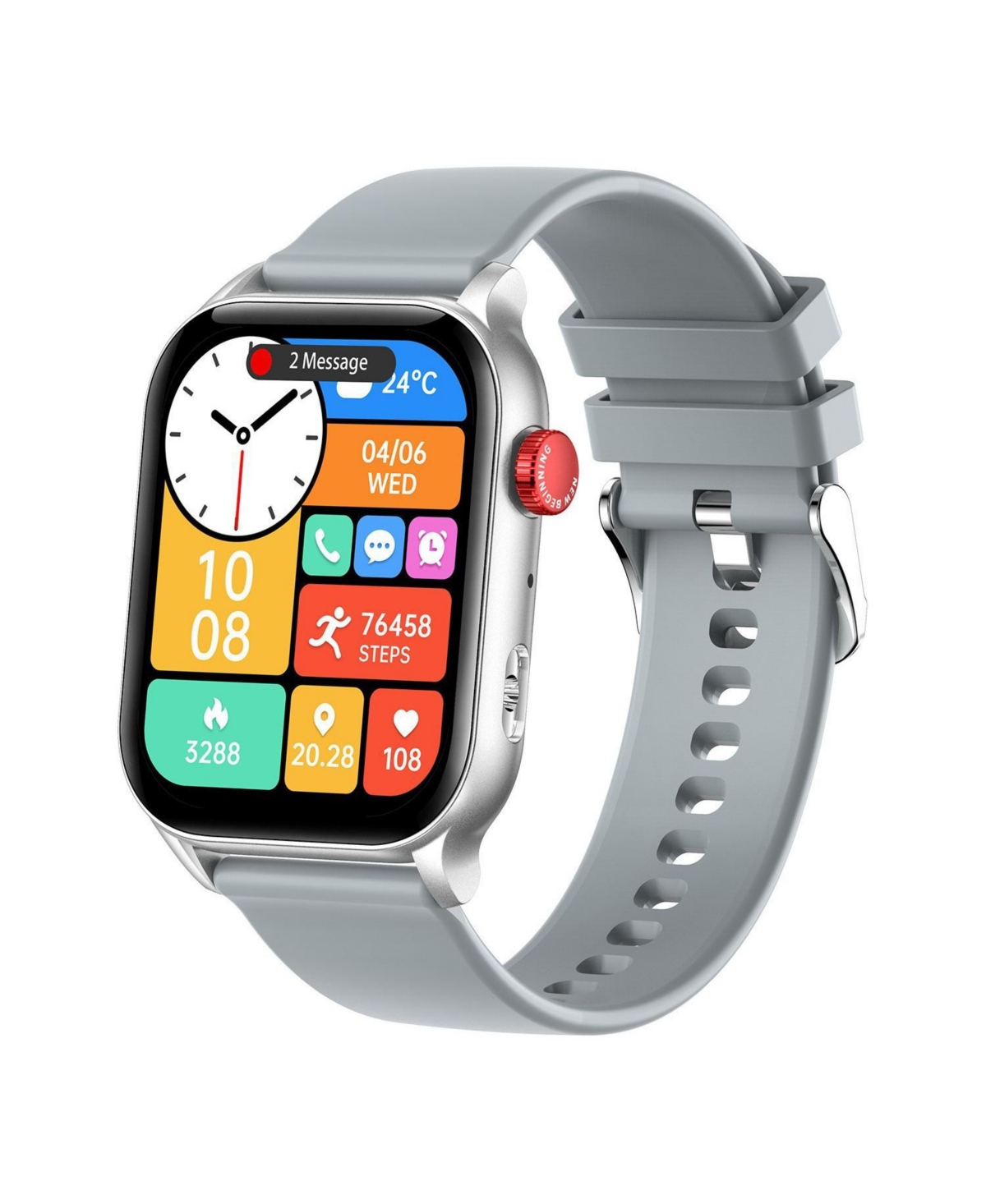 Ruxing Smart 1.95" Amoled Smart Watch for Women Men With Bluetooth Calling, Health Monitoring,Sport Modes, Intelligent Reminder IP67 -Silver