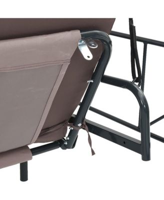 Garden Swing Bench Coffee brown Powder-coated steel, Polyester