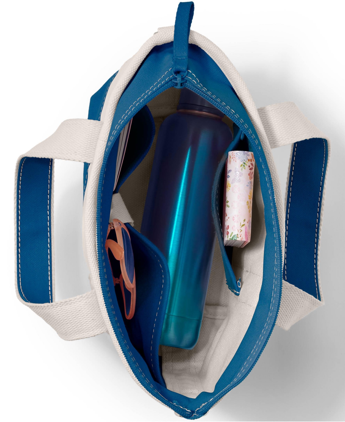 Lands' End Pocket Zip Top Canvas Tote Bag