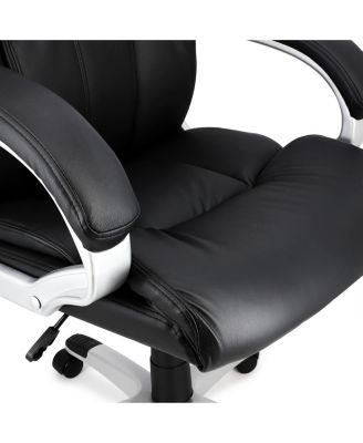 High Back Adjustable Faux Leather Office Chair in Black and Gray Base