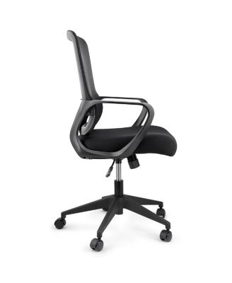 Mid Back Adjustable Mesh and Fabric Office Chair in Black