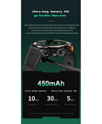 Outdoor Sports Smart watch with Compass Emergency Light IPS HD Large Round Screen -Orange