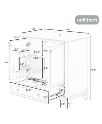 30" Bathroom Vanity with Sink Combo, Multi-Functional Cabinet with Doors and Drawer, Solid Frame and MDF Board