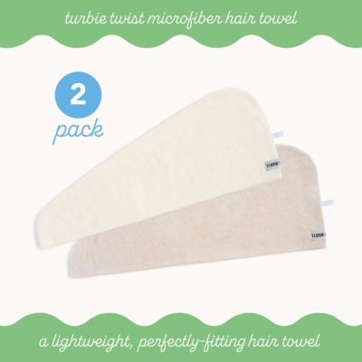 2-Pack Microfiber Hair Towel Wrap for Straight, Wavy & Curly Hair – Antique White & Moonbeam, Quick Dry