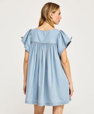 Women's Flutter-Sleeve Babydoll Dress
