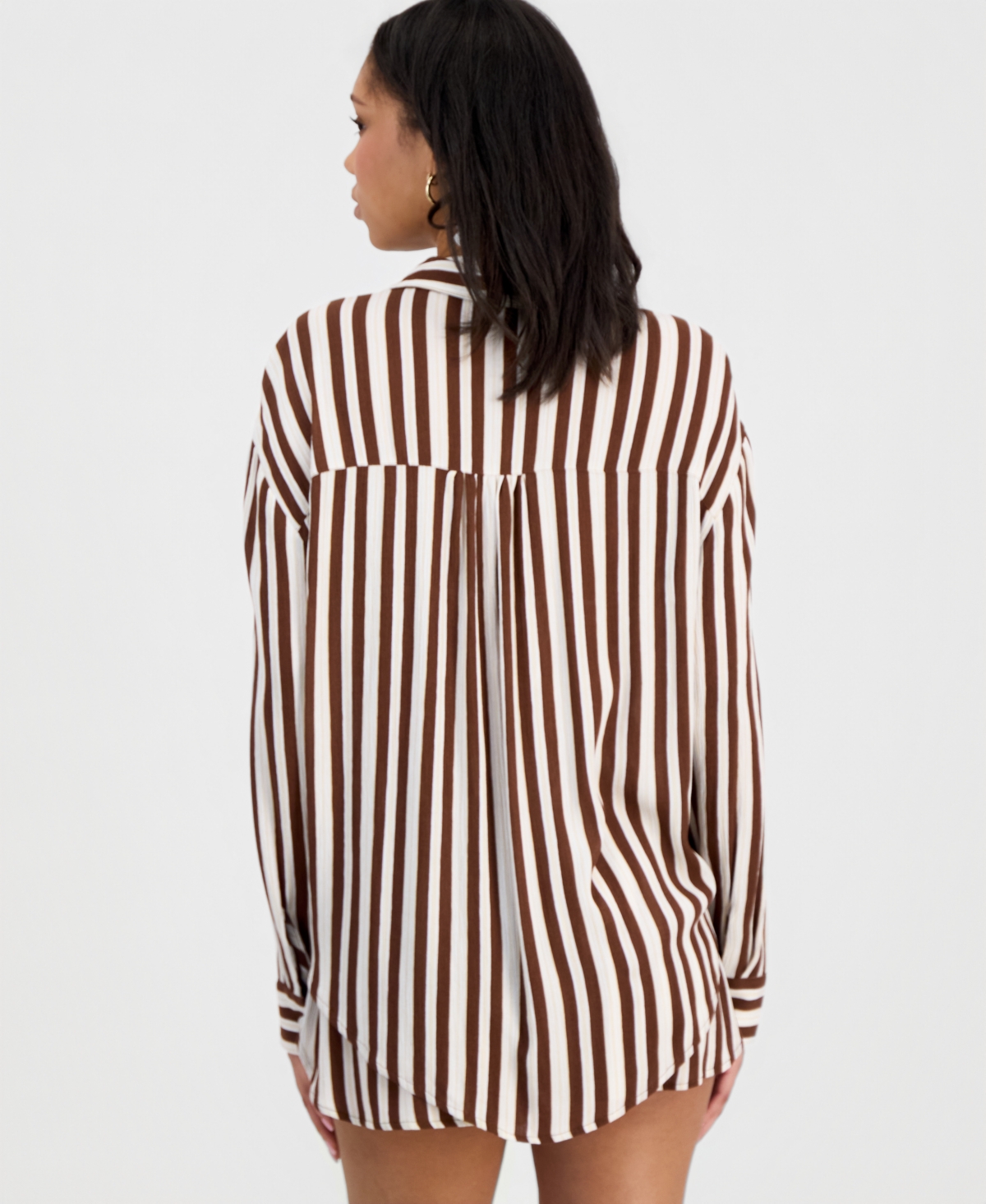 Miken Juniors' Button-Down Striped Crinkle Gauze Cover-Up Shirt, Macy's Exclusive