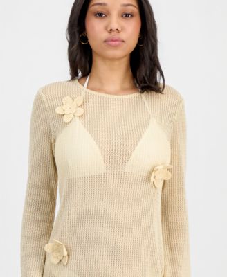 Juniors' Crochet Tie-Back Midi Cover-Up Dress, Macy's Exclusive