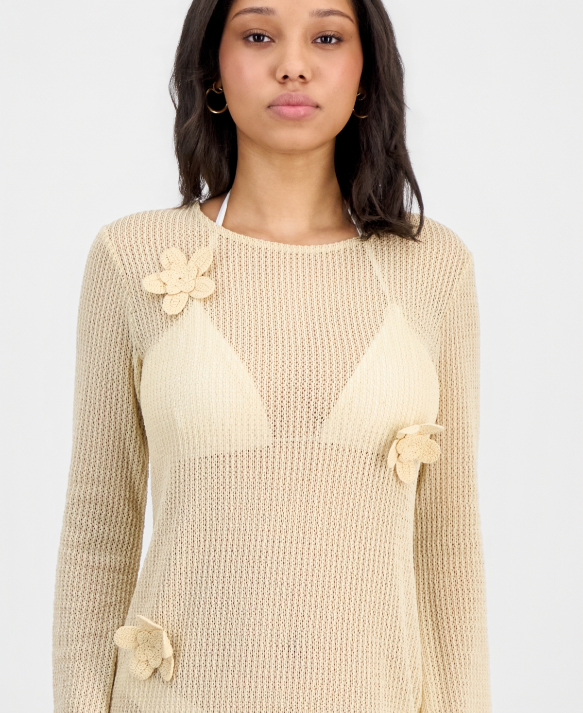 Miken Juniors' Crochet Tie-Back Midi Cover-Up Dress, Macy's Exclusive