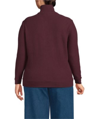 Plus Size Long Sleeve Waffle Quarter Zip Pullover