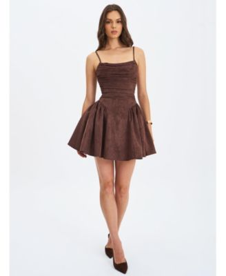Women's Raisa Mahogany Suede Ruched Mini Dress