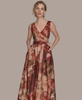 Women's V-Neck Floral Ball Gown