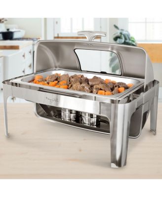 9.5 Quart Oblong Roll Top Stainless Steel Professional Chafing Dish/Food Warmer/Buffet Server with Window