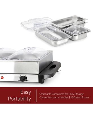 Buffet Server & Food Warmer With 5 Removable Sectional Trays , Heated Warming Tray and Removable Tray Frame