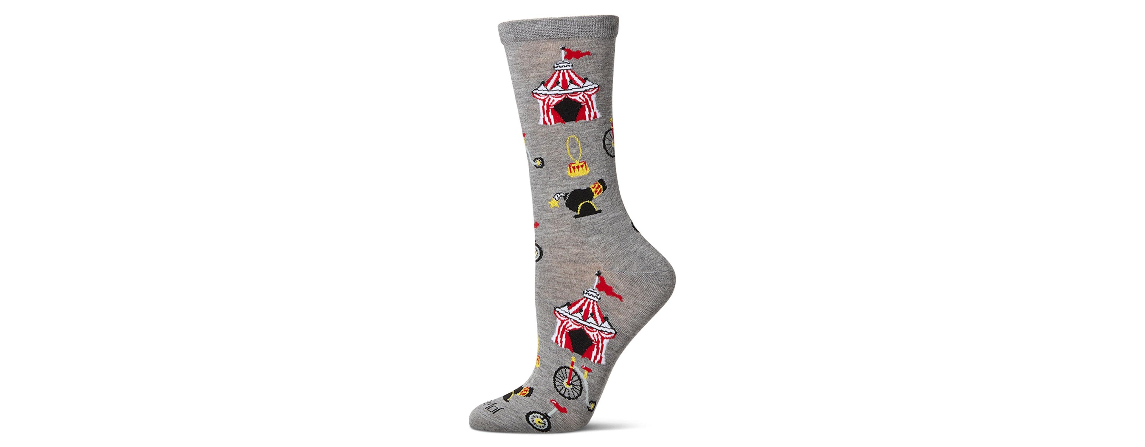 MeMoi Women's "Circus Tent" Rayon Blend Novelty Crew Sock