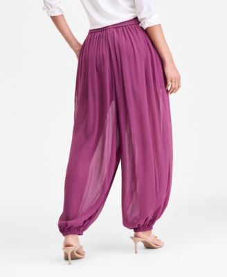 Women's Pull-On Crinkle-Chiffon Balloon Pants, Macy's Exclusive