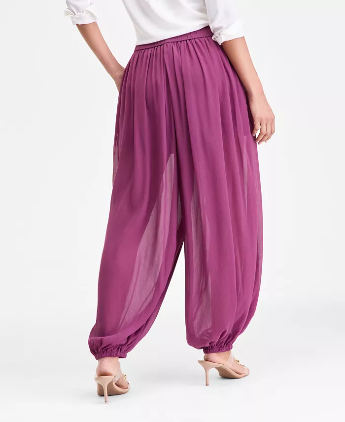 Women's Pull-On Crinkle-Chiffon Balloon Pants - thumbnail 8