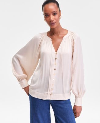 I.N.C. International Concepts - Women's Tie-Neck Puff-Sleeve Blouse