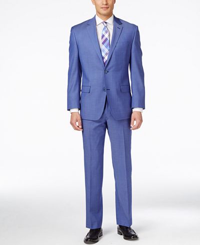 Shaquille O'Neal Collection Men's Big & Tall Medium Blue Classic-Fit Suit Separates, Only at Macy's