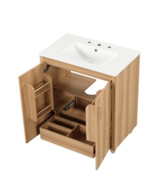 30" Bathroom Vanity with Sink Combo, Multi-Functional Cabinet with Doors and Drawer, MDF Board