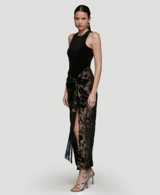 Women's Sarong Combo Fringe Drape Dress