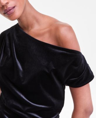 Women's Asymmetric Draped Velvet Top, Macy's Exclusive