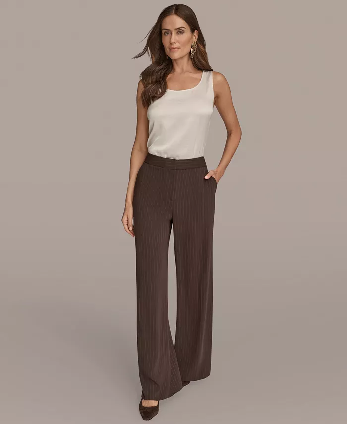 Women's Pinstripe Wide Leg Pants - thumbnail 3
