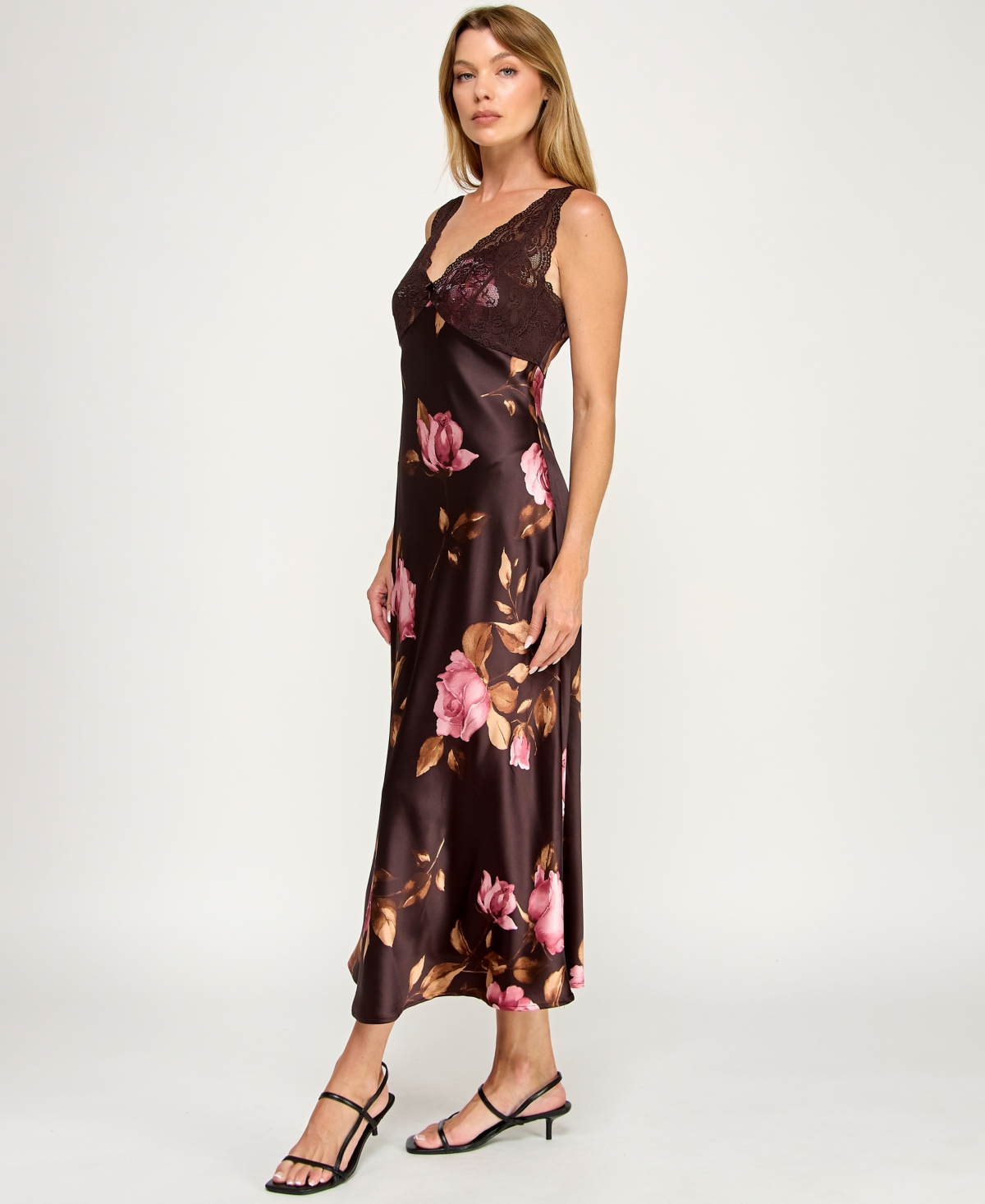 Row A Women's V-neck Pull-on Midi Dress In Brown