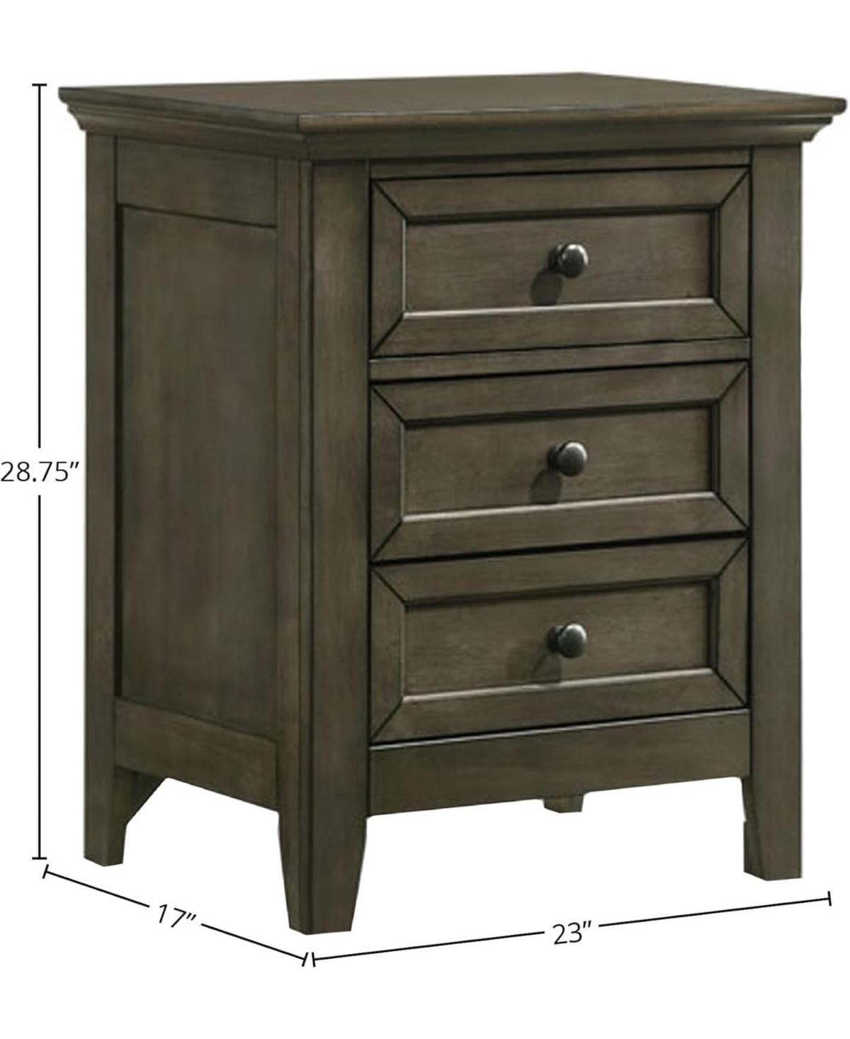 Intercon Nightstand, 3 Drawer in Gray