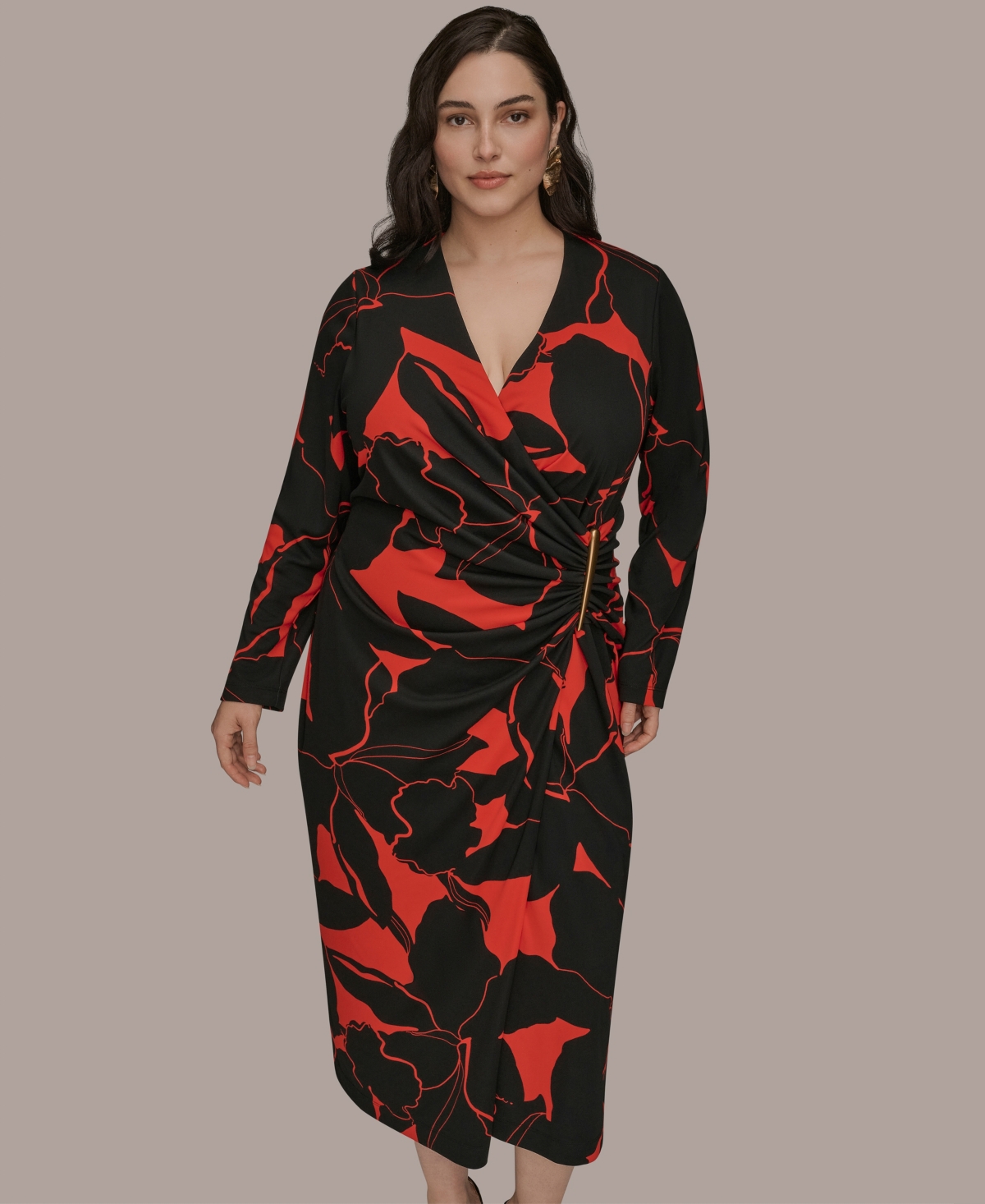 Donna Karan New York Plus Size Wrap Sheath Dress
