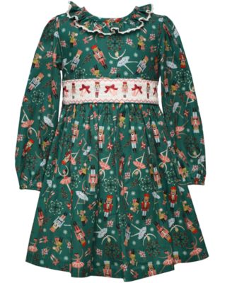 Girls' 2T-6X Nutcracker Print Smocked Dress