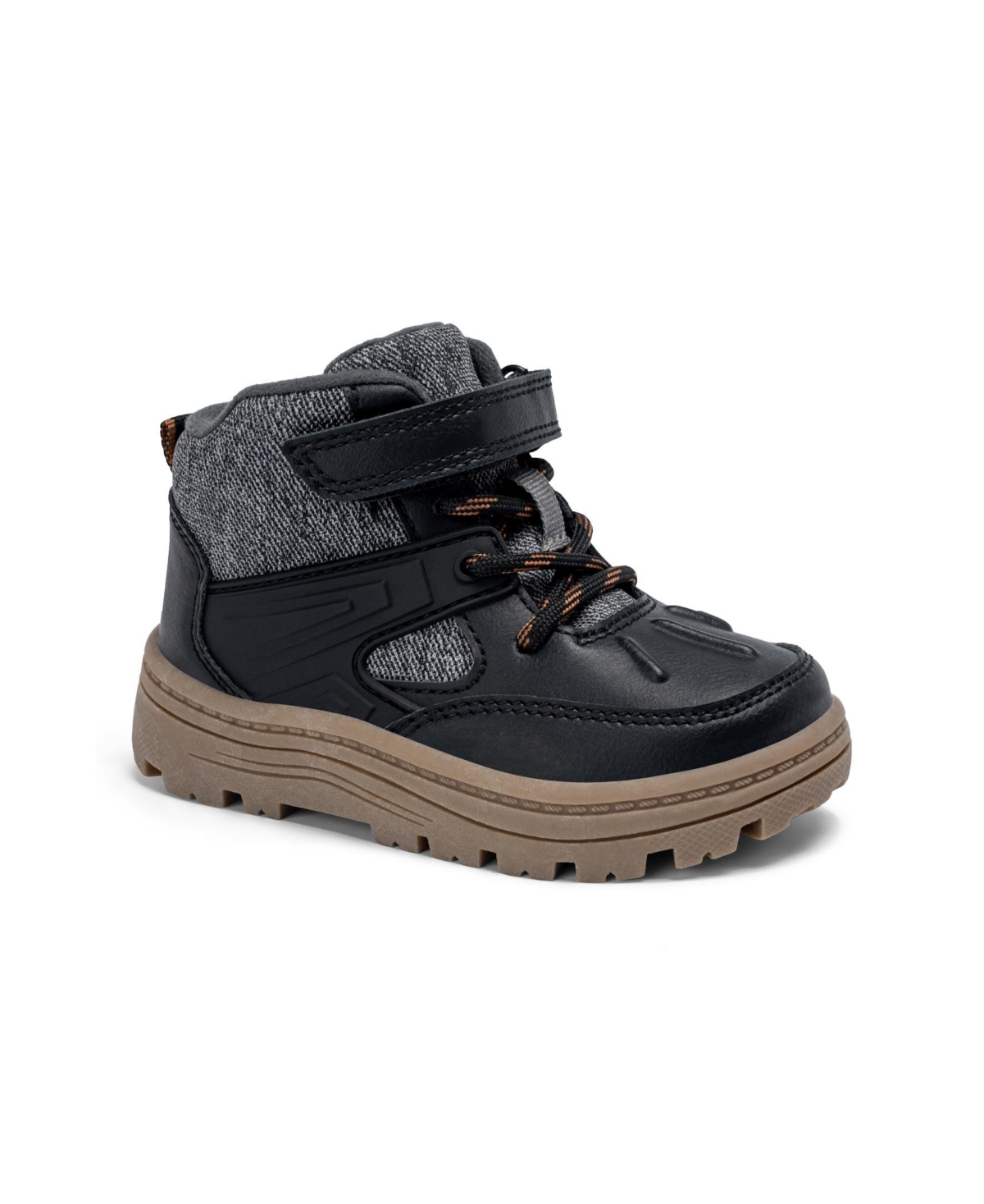 Carter's 4-12 Ilker Hook And Loop Closure Lace-up Boots In Black
