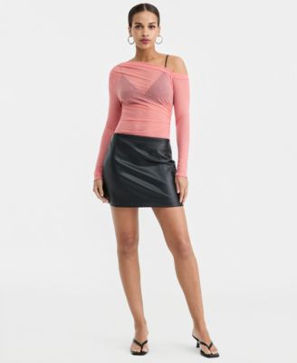 Women's Asymmetric Embellished Mesh Top