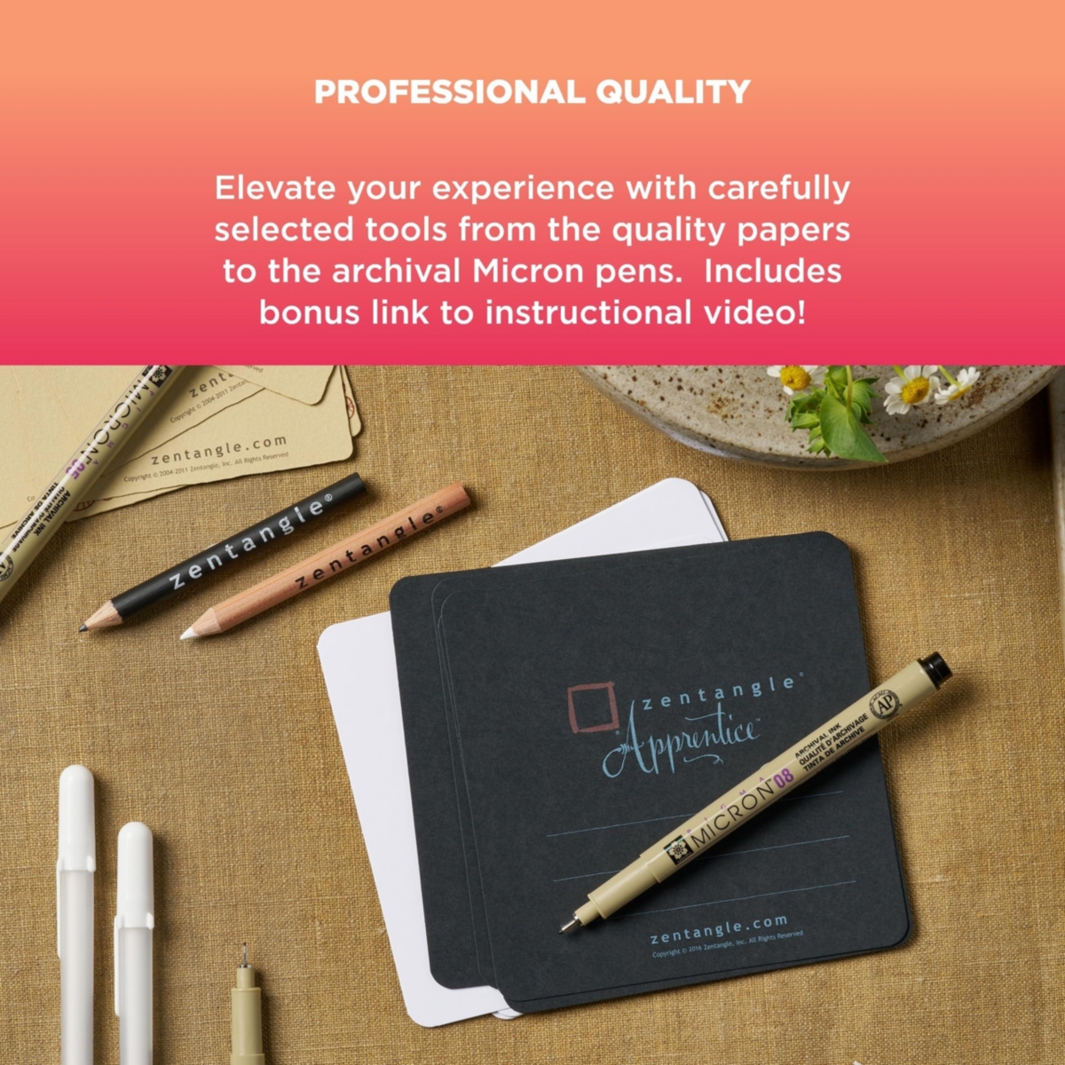 Sakura Zentangle tool set w/ 3.5" White Tiles