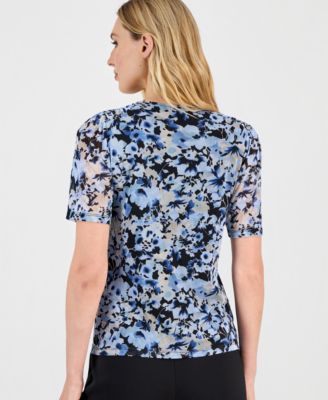 Women's Short-Sleeve Printed Mesh T-Shirt