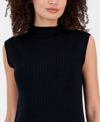 Women's Merino Wool Ribbed Knit Sleeveless Sweater