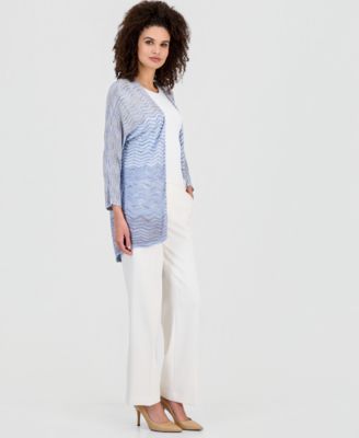 Women's Zigzag Knit Open-Front Cardigan