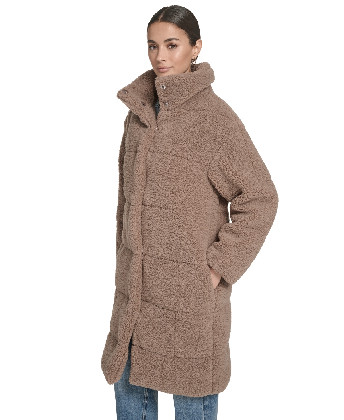 Levi's Women's Regular Sherpa Snap-closure Teddy Coat In Brown