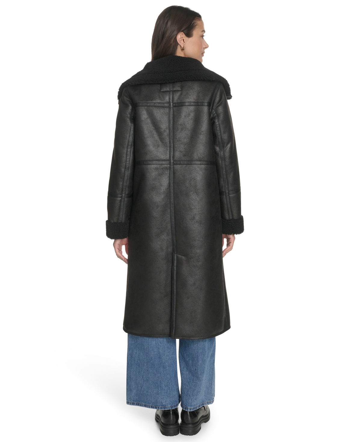 Levi's Women's Regular Long Faux Shearling Coat In Black