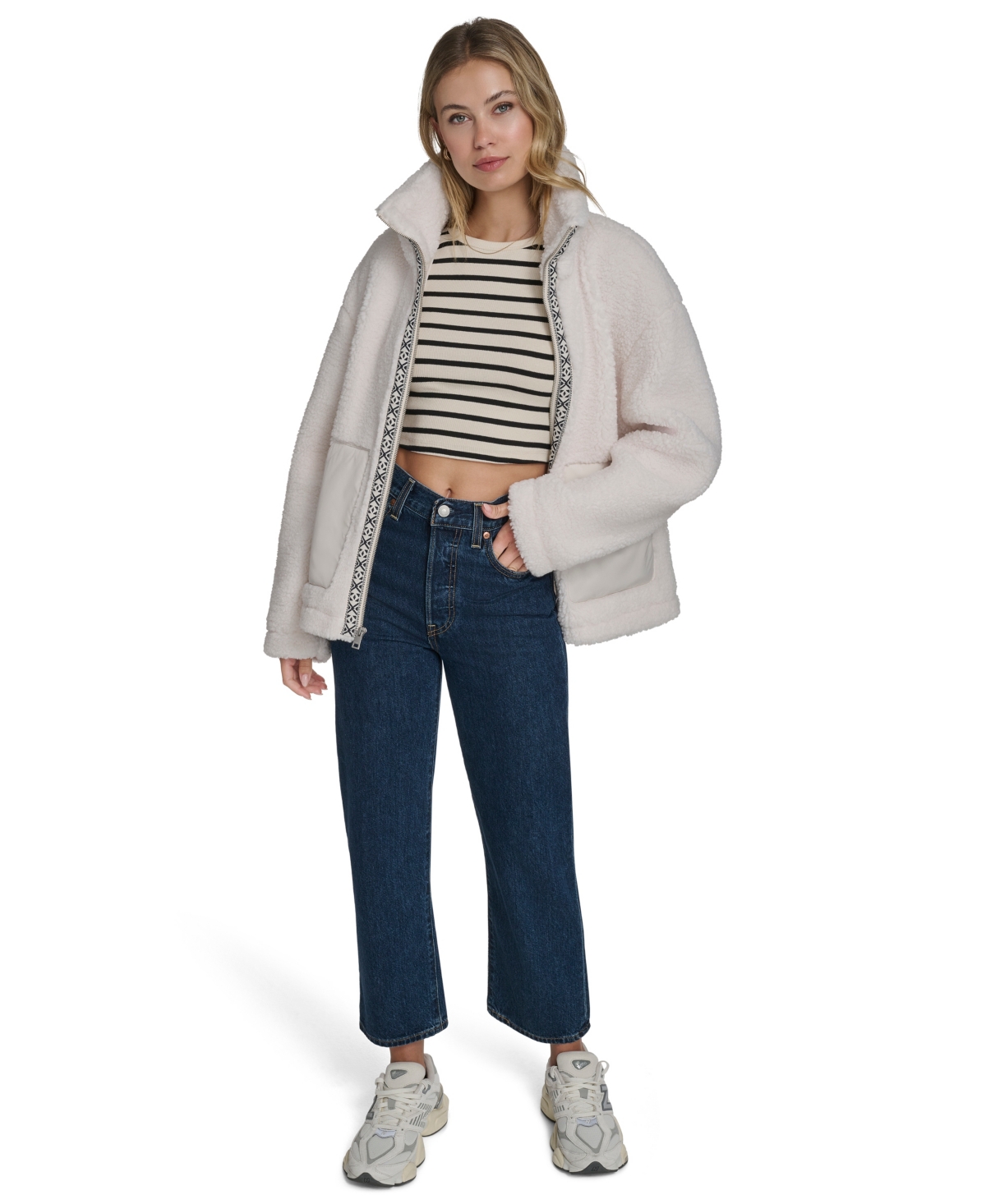 Levi's Women's Regular Stand Collar Sherpa Teddy Jacket In Brown