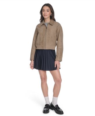 Women's Regular Faux Suede Bomber Jacket