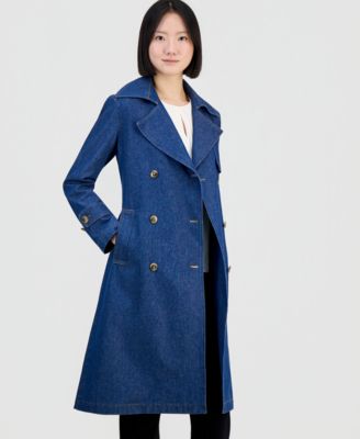 Women's Double-Breasted Cotton Denim Trench Coat