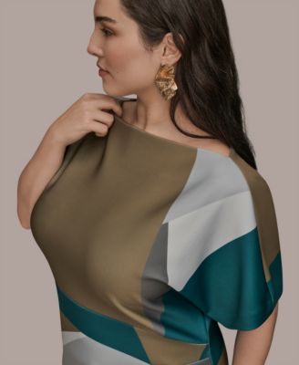 Plus Size Boat Neck Scuba Dress