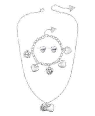 3-Pc. Cubic Zirconia Metal-Tone Necklace, Stud Earrings, and Bracelet Set