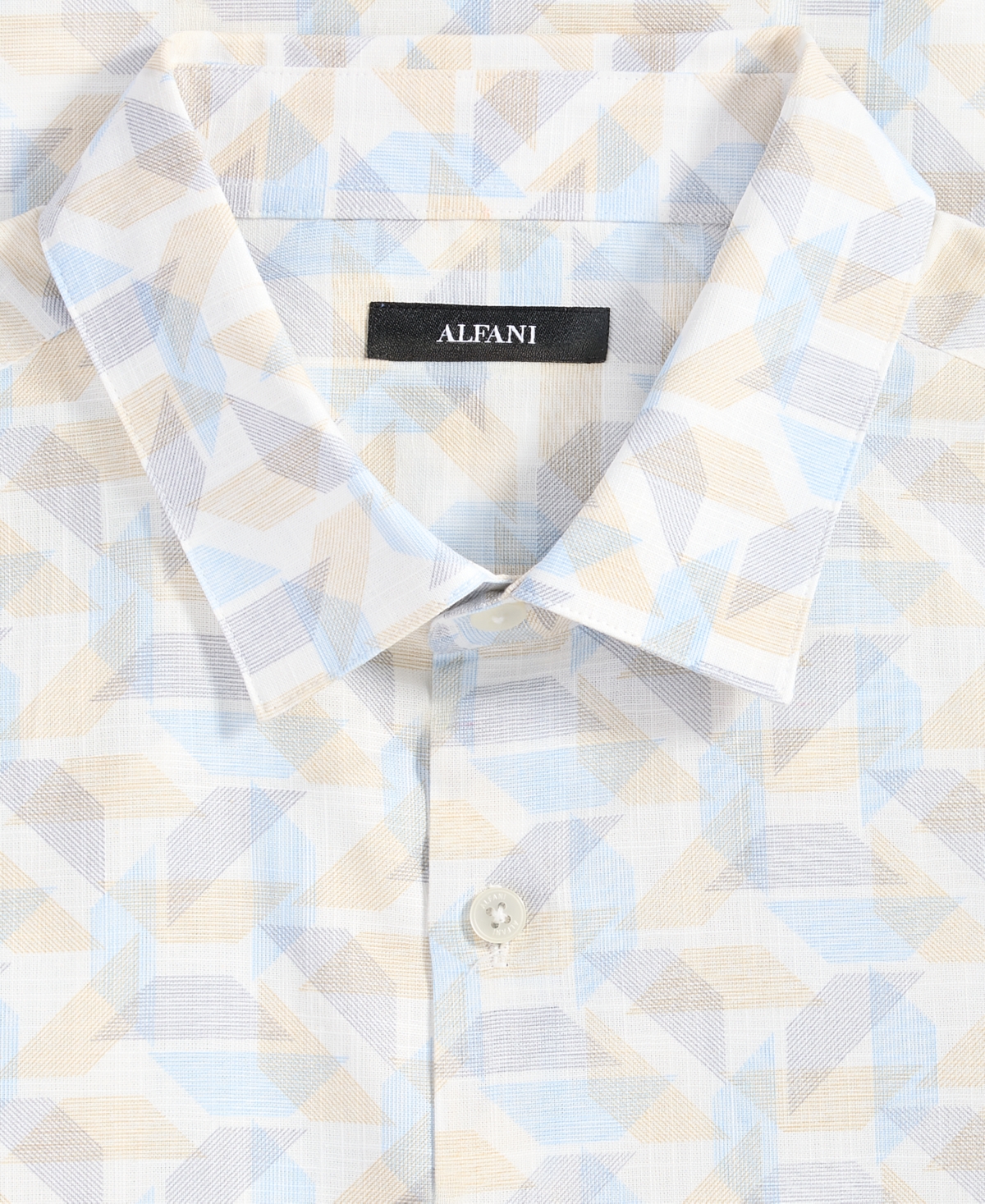 Alfani Men's Jesse Geo-print Short-sleeve Button Shirt, Macy's Exclusive In White
