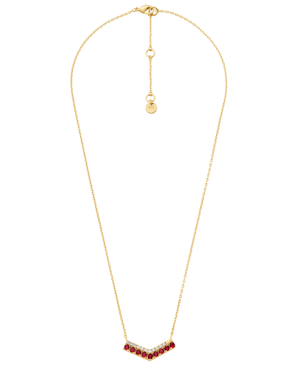 Michael Kors Gold Tone Pave Pendant Necklace In Gold