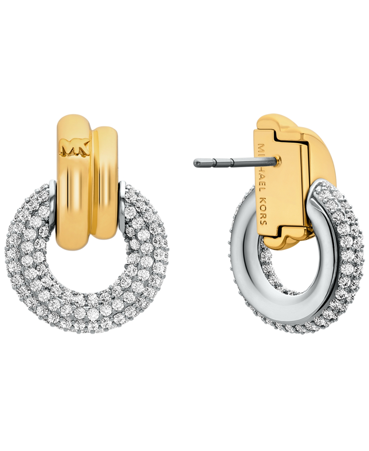 Michael Kors Pavé Interlocking Hoop Earrings In Gold