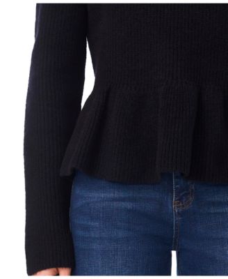 Women's Peplum Pull On Long Sleeve Sweater