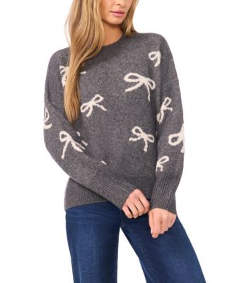 CeCe - Women's Ribbon Print Pull On Sweater